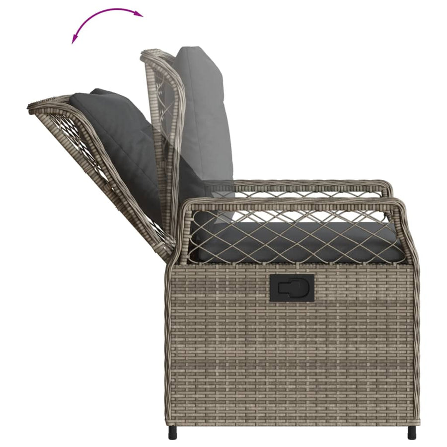 5-Delige Tuinset Met Kussens Poly Rattan 4 140 x 70 x 74 cm Grijs