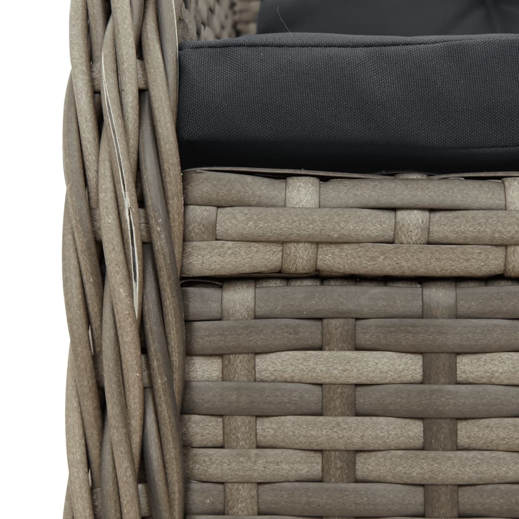 5-Delige Tuinset Met Kussens Poly Rattan 4 140 x 70 x 74 cm Grijs