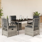 Tuinset 5-delig poly rattan grijs met kussens