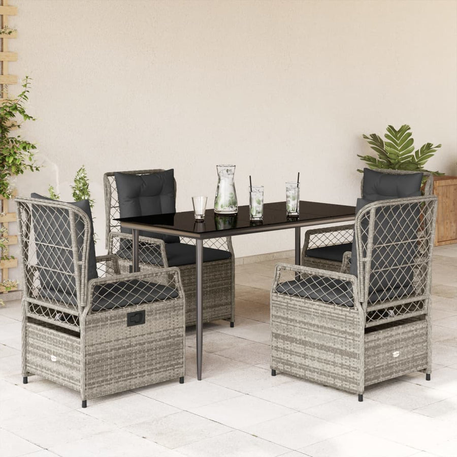 5-Delige Tuinset Met Kussens Poly Rattan 4 140 x 70 x 74 cm Grijs