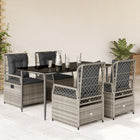 5-piece Garden Set with Cushions Poly Rattan Grey