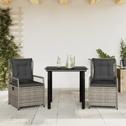 Tuinset 3-delig poly rattan grijs