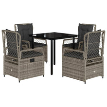 5-delige Tuinset met kussens poly rattan grijs