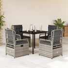 5-piece Garden Set with Cushions Poly Rattan Grey
