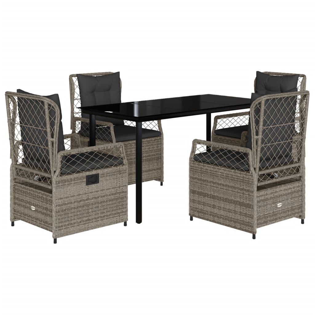 5-Delige Tuinset Met Kussens Poly Rattan 4 140 x 70 x 74 cm Grijs