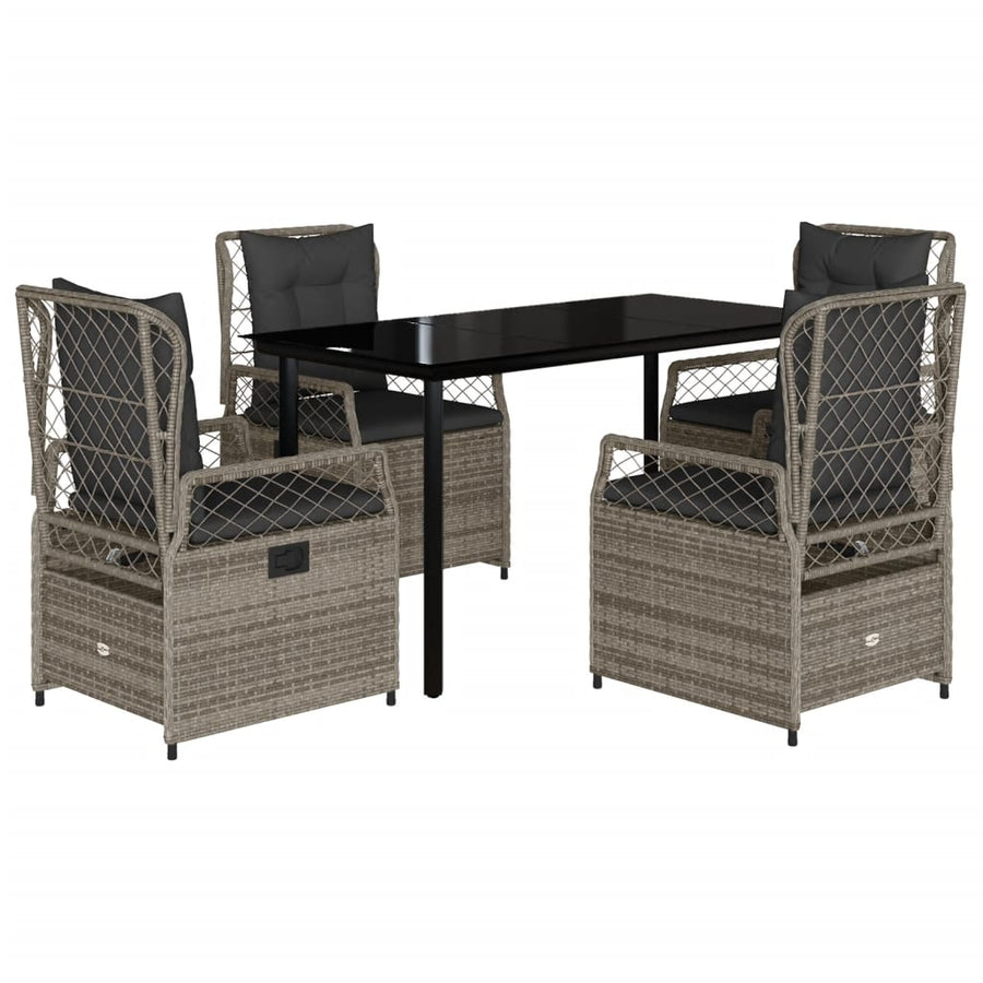 5-Delige Tuinset Met Kussens Poly Rattan 4 140 x 70 x 74 cm Grijs