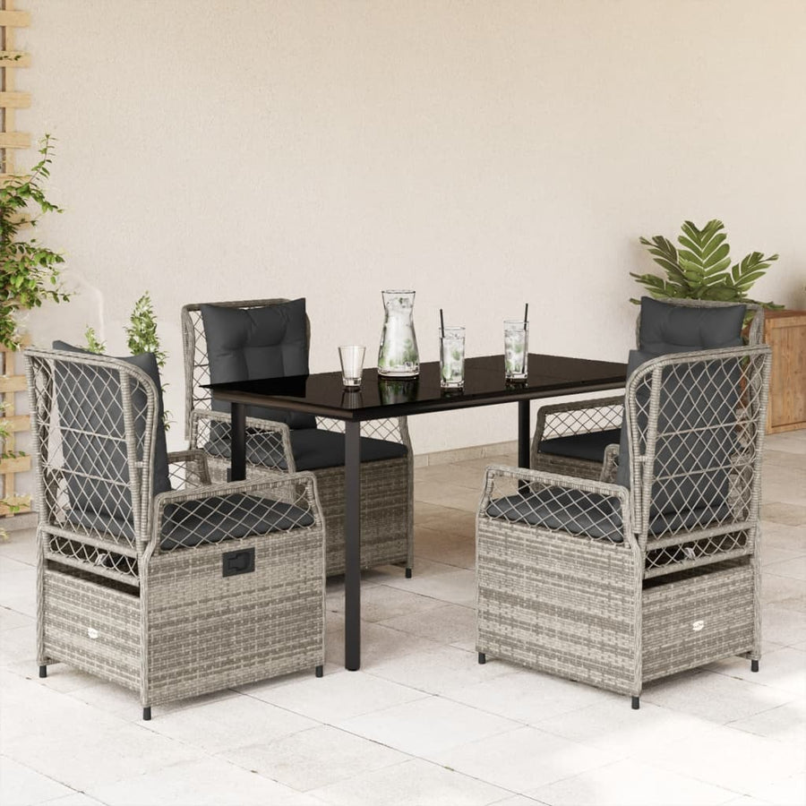 5-Delige Tuinset Met Kussens Poly Rattan 4 140 x 70 x 74 cm Grijs