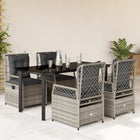 5-piece Garden Set with Cushions Poly Rattan Grey