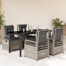 5-delige Tuinset met kussens poly rattan grijs