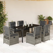 Tuinset 7-delig poly rattan grijs
