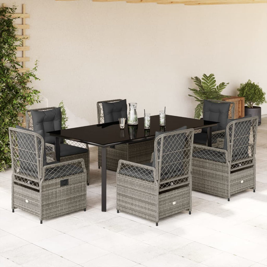 7-Delige Tuinset Met Kussens Poly Rattan Grijs