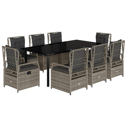 9-Delige Tuinset Met Kussens Poly Rattan Grijs