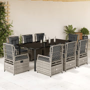 Tuinset 9-delig poly rattan grijs