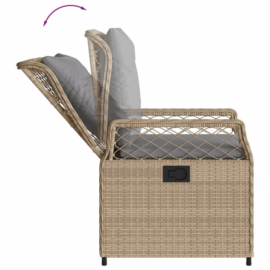 3-delige Tuinset met kussens poly rattan beige