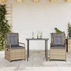 3-delige Tuinset met kussens poly rattan beige