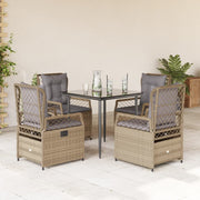Tuinset 5-delig poly rattan beige met kussens