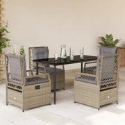 Tuinset 5-delig poly rattan beige met kussens