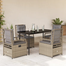 5-delige Tuinset met kussens poly rattan beige