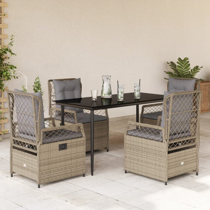 5-delige Tuinset met kussens poly rattan beige