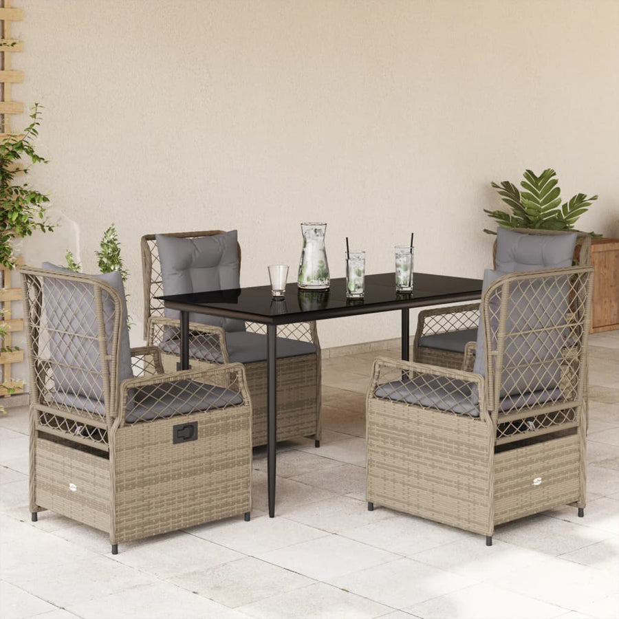 5-delige Tuinset met kussens poly rattan beige