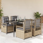 5-piece Garden Set with Cushions, Poly Rattan, Beige