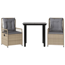 3-delige Tuinset met kussens poly rattan beige