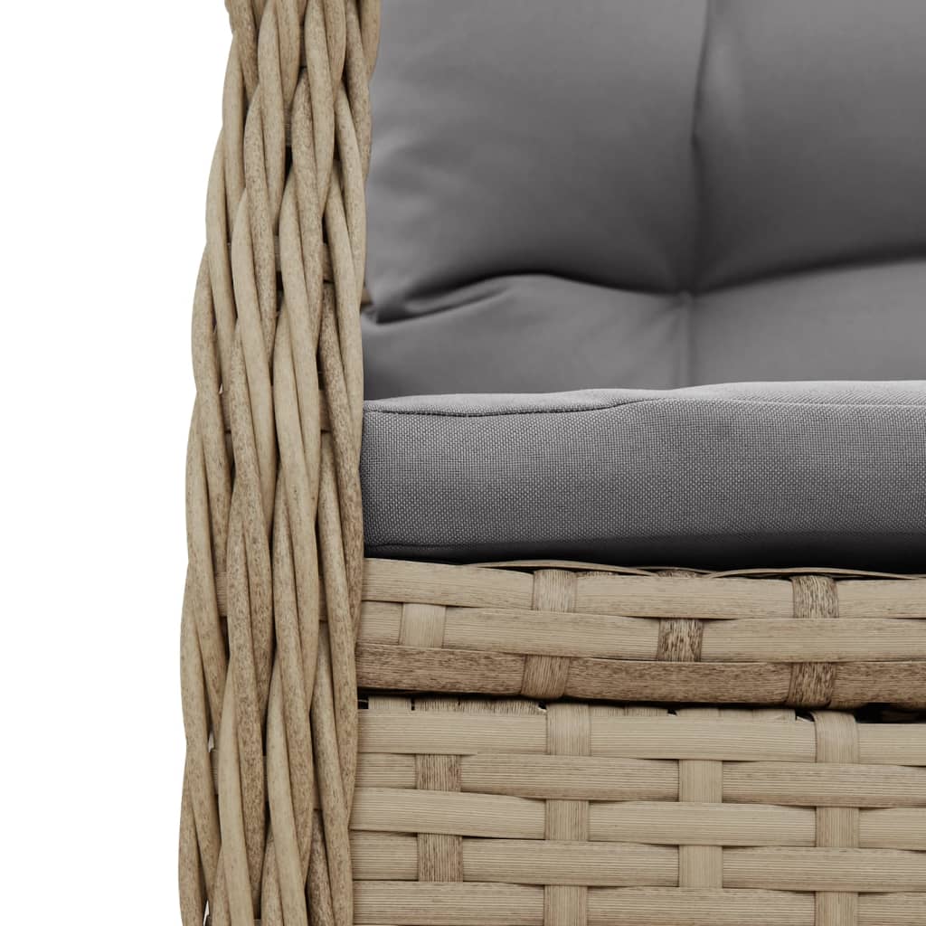 3-delige Tuinset met kussens poly rattan beige