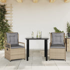 3-delige Tuinset met kussens poly rattan beige