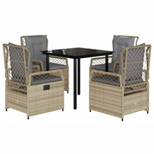5-delige Tuinset met kussens poly rattan beige
