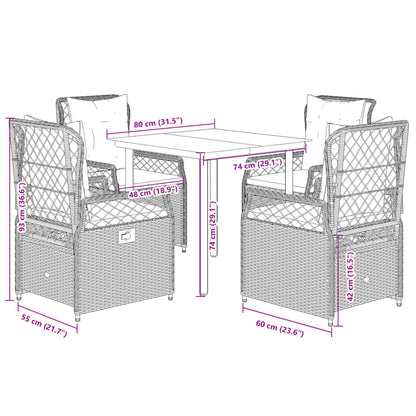 5-delige Tuinset met kussens poly rattan beige