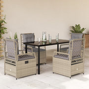 Tuinset 5-delig poly rattan beige 140x70x74 cm