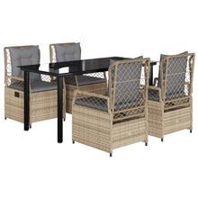 5-delige Tuinset met kussens poly rattan beige