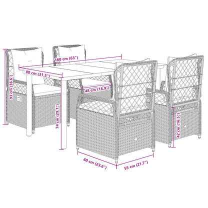 5-delige Tuinset met kussens poly rattan beige
