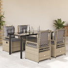 5-piece Garden Set with Cushions, Poly Rattan, Beige