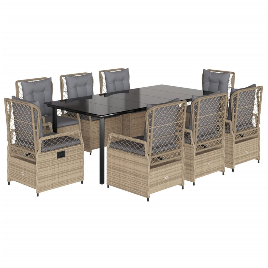 9-Delige Tuinset Met Kussens Poly Rattan 8 200 x 100 x 74 cm Beige