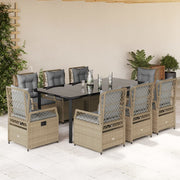 Tuinset 9-delig poly rattan beige
