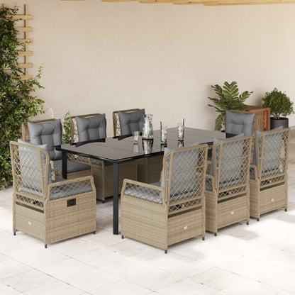 9-Delige Tuinset Met Kussens Poly Rattan 8 200 x 100 x 74 cm Beige