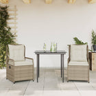 3-delige Tuinset met kussens poly rattan beige