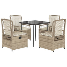 5-delige Tuinset met kussens poly rattan beige