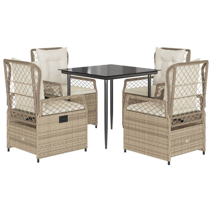 5-delige Tuinset met kussens poly rattan beige