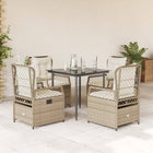 5-piece Garden Set with Cushions, Poly Rattan, Beige