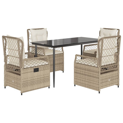 5-Delige Tuinset Met Kussens Poly Rattan 4 140 x 70 x 74 cm beige en crèmewit