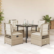 Tuinset poly rattan 5-delig beige met kussens