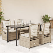 Tuinset poly rattan 5-delig beige met kussens