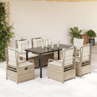 7-Piece Poly Rattan Garden Furniture Set with Cushions - Beige