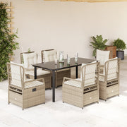 Tuinset 7-delig poly rattan beige met kussens