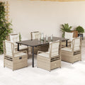 7-delige Tuinset met kussens poly rattan beige