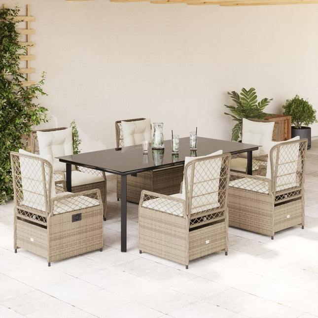 9-delige Tuinset met kussens poly rattan beige