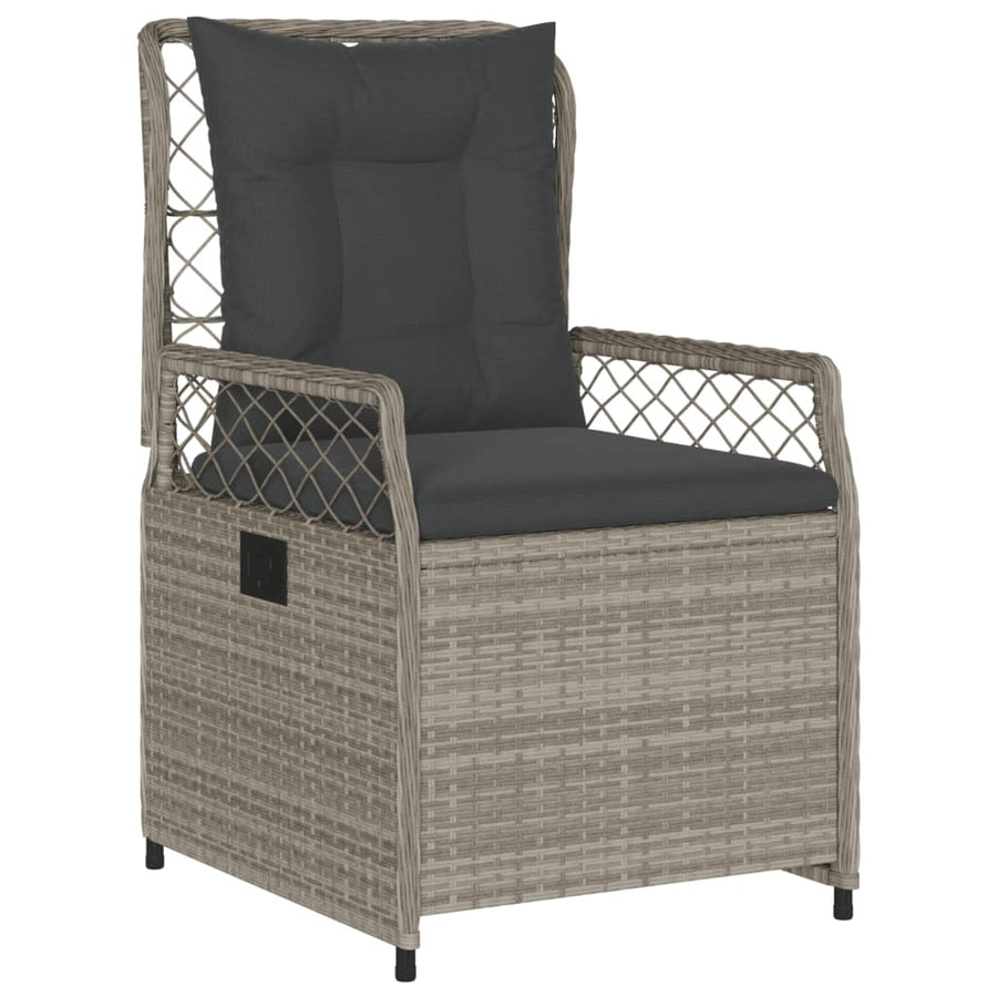 3-delige Tuinset met kussens poly rattan lichtgrijs