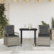 Tuinset 3-delig poly rattan lichtgrijs met kussens